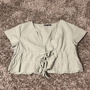 Sage green cropped blouse from shein size small/4